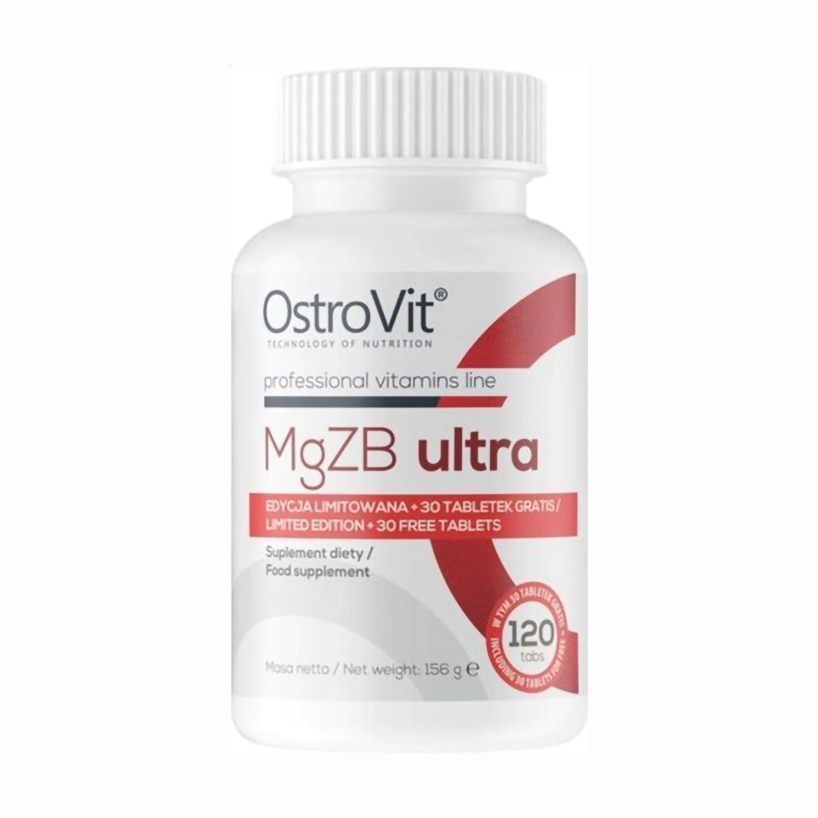 Магній, цинк та вітамін B6 OstroVit MgZB Ultra, 120 таблеток